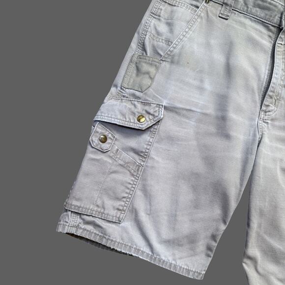 Carhartt Mens XL Cargo Shorts Stone Tan Gray Distressed Worn GUC - Picture 2 of 9